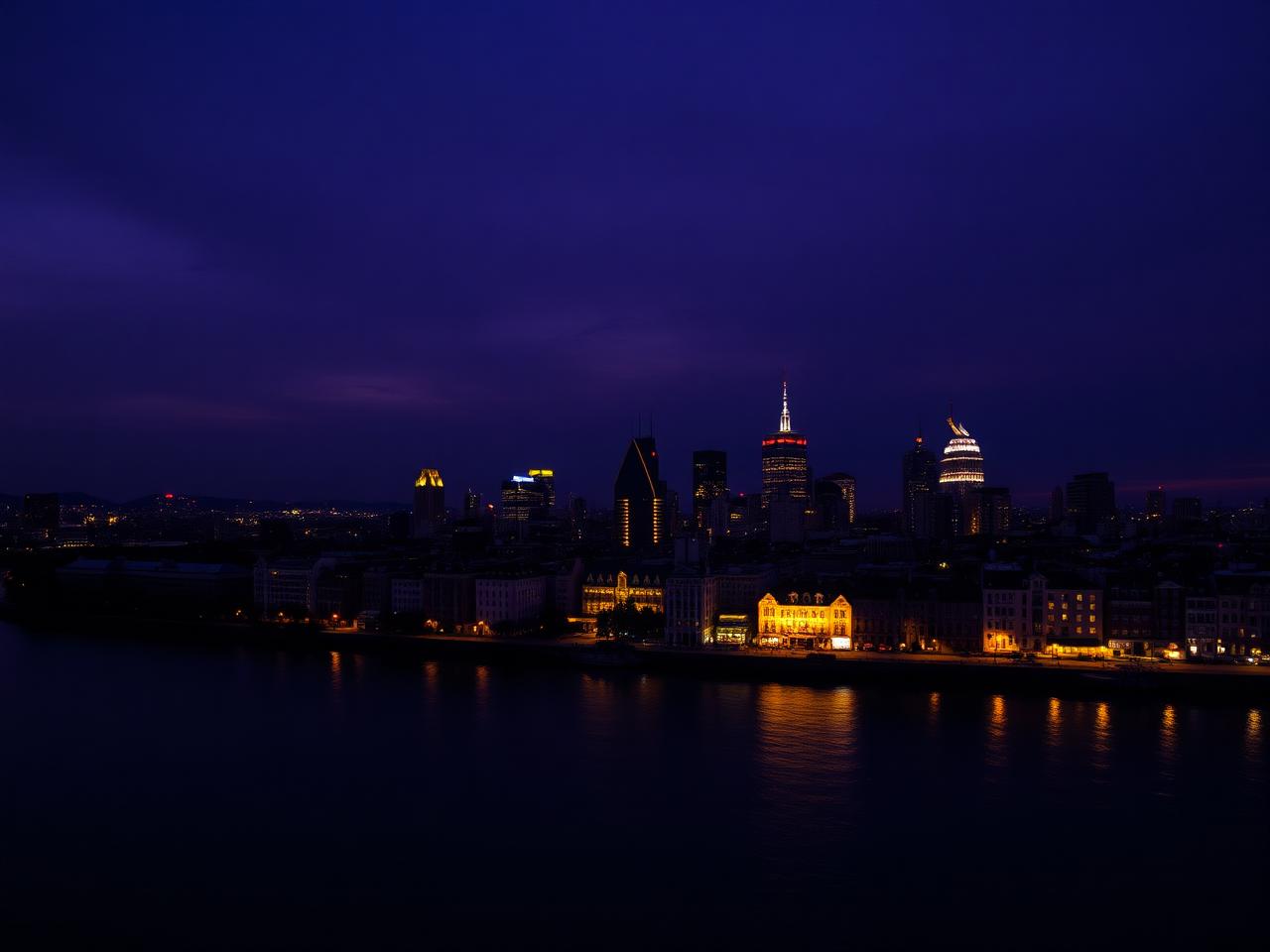 City skyline at dusk